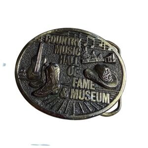 Vintage 1982 Country Music Hall of Fame Museum Belt Buckle Brass Tone Western